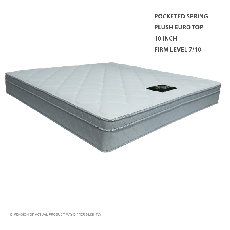 10  INCH MAXCOIL  SUMMER ISLAND INDIVIDUAL POCKETED  SPRING WITH  PLUSH EURO TOP MATTRESS 1 B